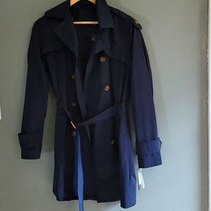 MNG Basic Trench size Small Navy Blue, new with tags